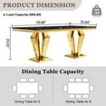 thumbnail image 6 of 70" Rectangular Faux Marble Dining Table, Diamond-Design Stainless Steel Pedestal and Marble-Style Top, for Dining Room or Office, 6 of 7