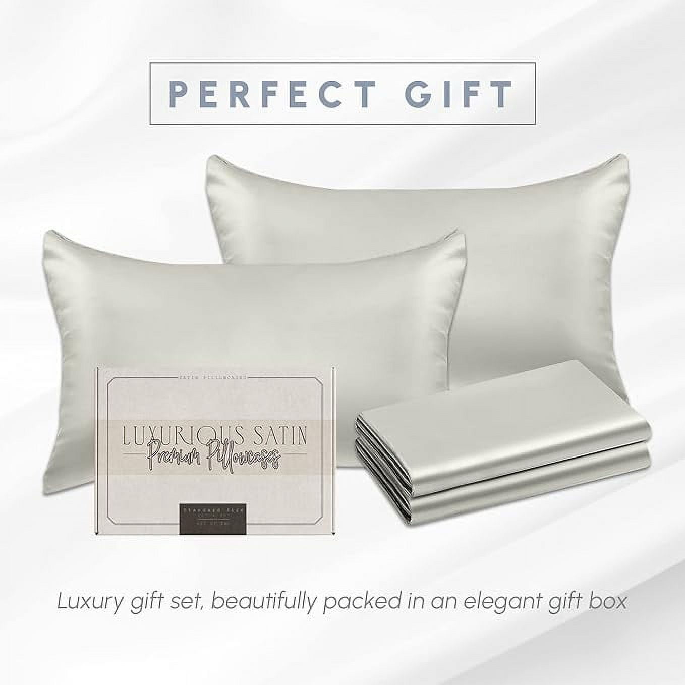2 Pieces Satin Pillowcase Set with Hidden Zipper closure, Standard/Queen, Light Jade