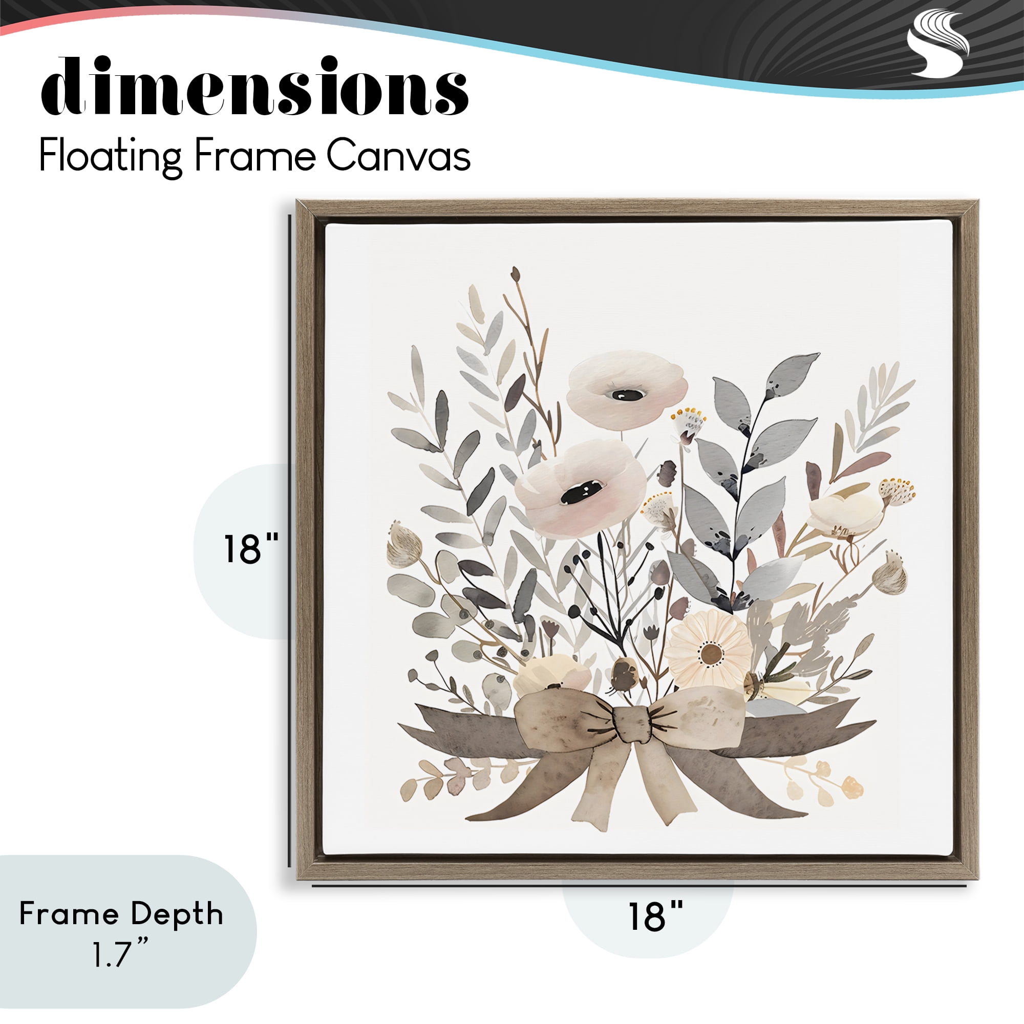 Stupell Industries Neutral Floral Bouquet Beige Brown Framed Floater Canvas Wall Art, design by Creative Studio