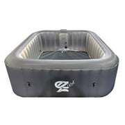 SereneLife Outdoor Portable Hot Tub  6-Person Square Inflatable Heated Pool Spa with 130 Bubble Jets, Gray