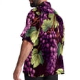 thumbnail image 3 of Grape Men's Short Sleeve Spread Collar Poplin Shirt, Casual Printed Button Down Summer Beach Tops for Men, Unisex Comfortable Shirts, 3 of 6