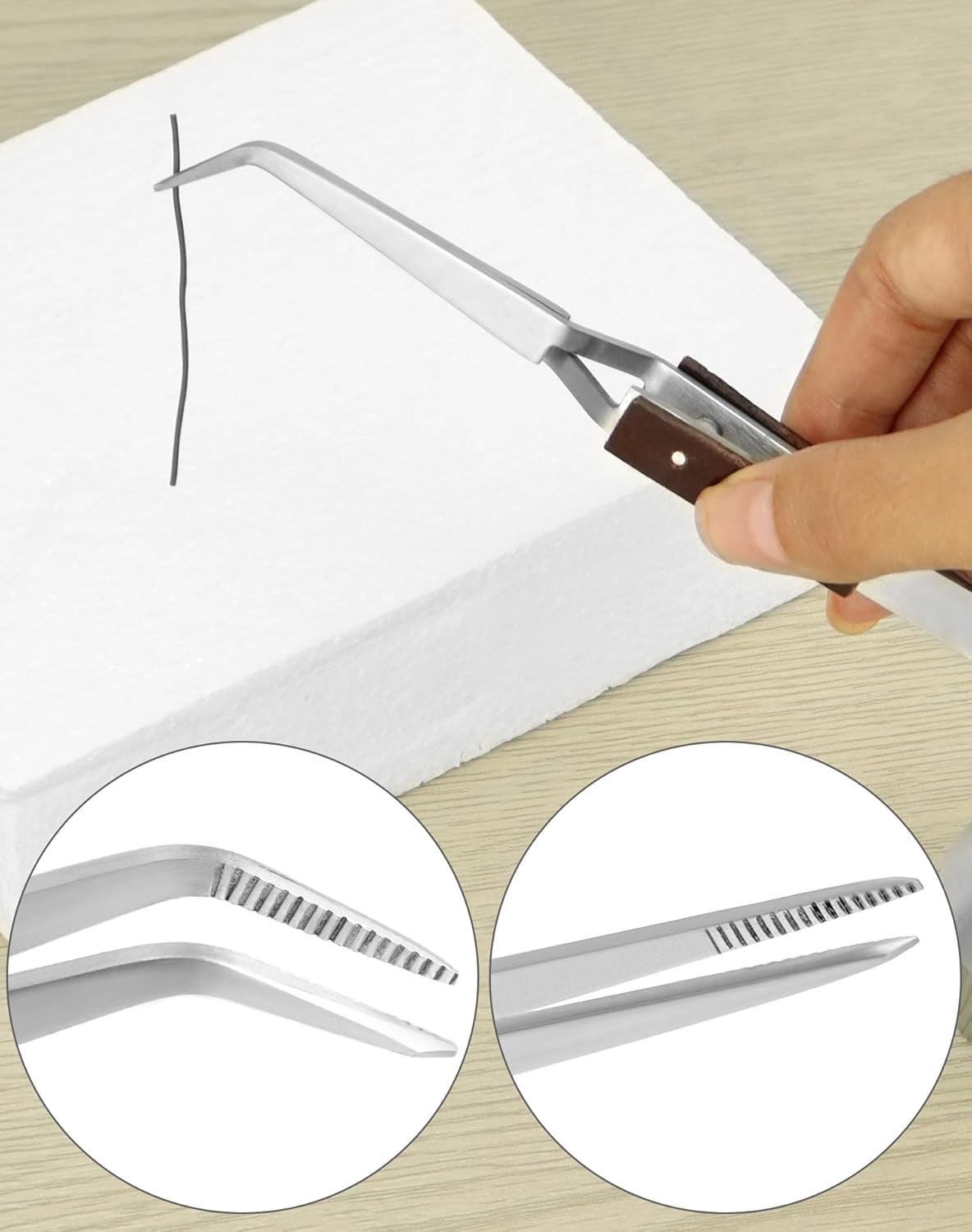 Third Hand Tweezers, 2 Pack (Straight + Curved) Cross Locking Jewelry Welding/Soldering Tweezers with Base 360°Rotation, Jewelry Making Repair Kit