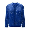 thumbnail image 4 of JMKQLZ Ladies' Solid Color Hot Selling Lace Casual Jacket Jacket, Blue, Size: L, 4 of 7