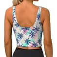 thumbnail image 3 of Haiem Palm Leaves Pattern Womens Sports Bra - U Neck Padded Low Impact Yoga Bra Workout Crop Top Gym Moisture-Wicking Workout Vest -Small, 3 of 9