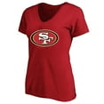 thumbnail image 2 of Women's Brock Purdy Scarlet San Francisco 49ers Plus Size Fair Catch Name & Number Scoop Neck T-Shirt, 2 of 3