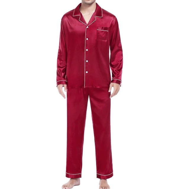 Conjuntos de pijama Prolriy para mujer, pijamas casuales de 2 piezas para hombre, blusa de manga larga con botones, satén de seda, ropa de dormir de dos piezas, traje, pantalón, pijama, conjuntos de