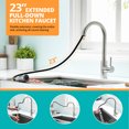 thumbnail image 3 of Kitchen Faucet with Pull Down Sprayer, 3 Hole Brushed Nickel RV Kitchen Faucet with Water Line, Stainless Steel Commercial Kitchen Faucet, 3 of 8