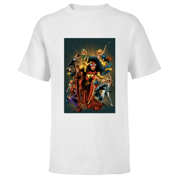 Marvel Women Spider-Woman Scarlet Witch Rogue Dazzler Araña - Short Sleeve T-Shirt for Kids - Customized-White