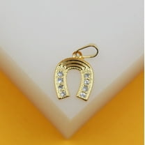 18k Gold Filled CZ Horse Shoe Pendant