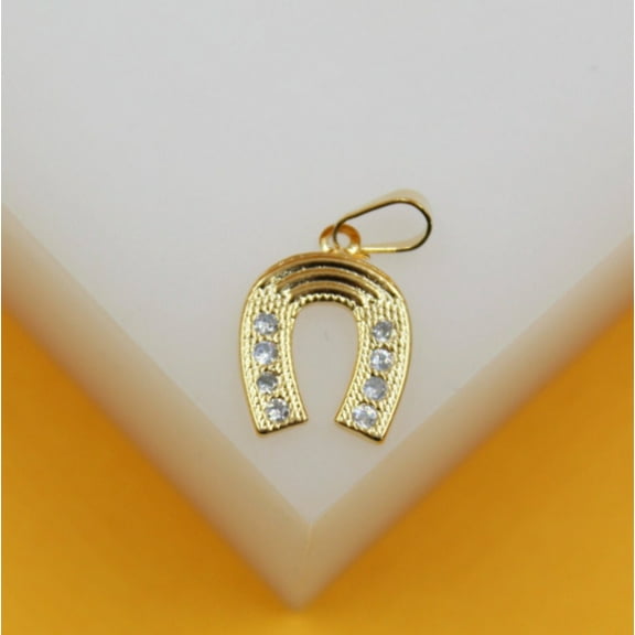 18k Gold Filled CZ Horse Shoe Pendant