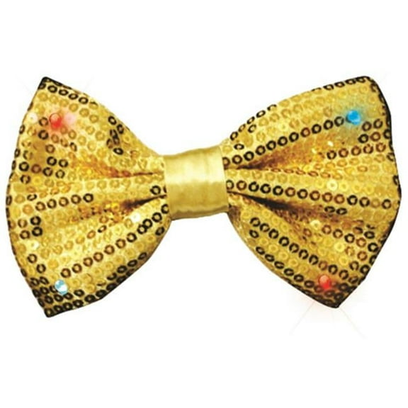 Sequin Bow Tie with LED- Gold