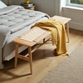thumbnail image 4 of Tcbosik Solid Wood Bench, 31.5 inch Farmhouse Entryway Bench for Living Room, Dining Room, Hallway, Easy Assembly, Oak, 4 of 9