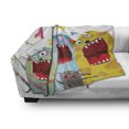 thumbnail image 3 of Cartoon Soft Flannel Fleece Throw Blanket, Colorful Cats and Rat Singing Funny Animal Characters Karaoke Night Theme, Cozy Plush for Indoor and Outdoor Use, 50" x 70", Multicolor, by Ambesonne, 3 of 6