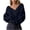Black, variant on Women's Cropped Off Shoulder Sweater Solid Color Wrap V Neck Ribbed Knit Pullover Loose Casual Slouchy Fall Winter Long Sleeve Top