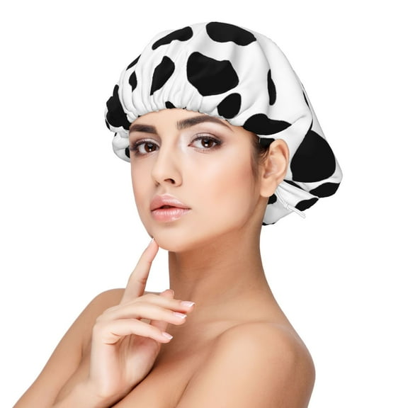 Cow Spots Satin Bonnet Adjustable Hair Bonnet For Sleeping Hair Bonnets For Women Curly Natural Hair