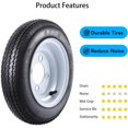 thumbnail image 6 of COZONY 2 Pack Trailer Tire, 6PR，4.80-8，8" Rims 4 Lug White Spoke Wheel, Load Range C,Rubber, 6 of 7