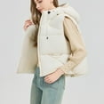 thumbnail image 5 of Fanxing Women's Hooded Puffer Vest Winter Zip Up Lightweight Sleeveless Warm Crop Jacket Outerwear Padded Coat with Pocket White L, 5 of 9