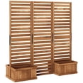 thumbnail image 1 of Outdoor Privacy Screen Wood Privacy Panel with 4 Planter Boxes, Raised Bed with 3 Panels, Drainage Holes, 1 of 7