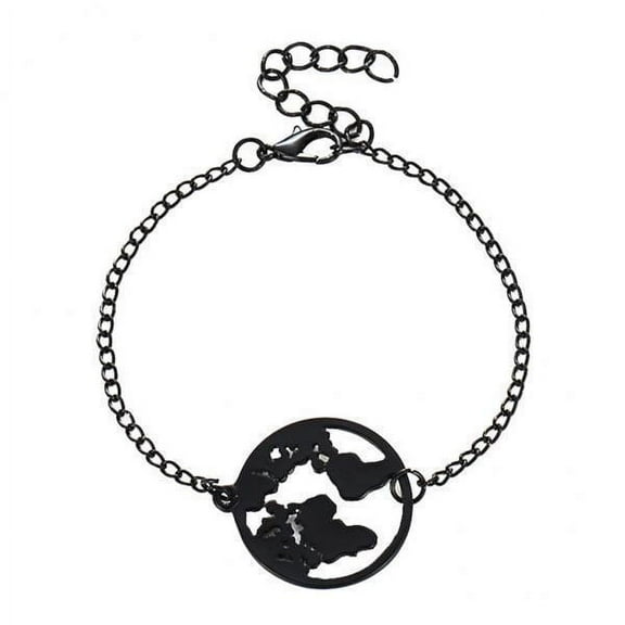 fenteer 2xRetro Round Pendant Women Adjustable Chain Bracelet Charm Jewelry Black 2 Pcs