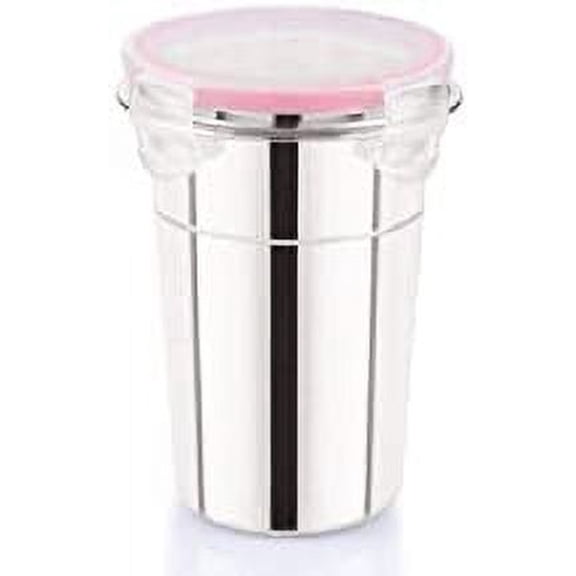 SynSpiritStore Stainless Steel Click & Seal Lock air Tight Glass Tumbler with Lid(400 ML)