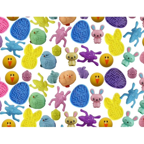 Set of 144 Bunny and Chick Easter Mix Themed Novelty Egg Filler Set - Small Toy Prize Assortment Egg Hunt (12 DOZEN)