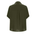 thumbnail image 5 of Ecqkame Womens Button Down Tops Turndown Collar Short Sleeve Solid Color Shirt Summer Casual Loose Beach Tops Army Green XL, 5 of 6