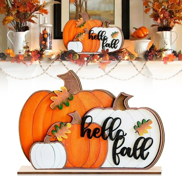 AKEGAMN Fall Pumpkin Decor Wooden Table Sign Grateful Tabletop For Autumn Farmhouse Thanksgiving Rustic Home Room Table Shelf Halloween Decorations Main material: polyresin, handmade craftwork. SATI