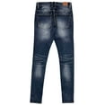 thumbnail image 5 of Crysp Denim Men's Indigo Wash Distressed Rip & Repair Skinny Fit Stretch Jeans (28, Indigo Blue), 5 of 7