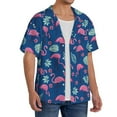 thumbnail image 2 of Kdxio Men's Hawaiian Shirt for Men Short Sleeve Shirt Plants And Flamingos Summer Casual Holiday Beach Button Down T-Shirts, 2 of 7