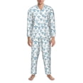 thumbnail image 3 of Balery Hand Drawn Turtle Pijama para Hombre de Dos Piezas con Manga Larga, Conjunto de Dormir y Descanso Suave con Bolsillos-XX-Large, 3 of 7