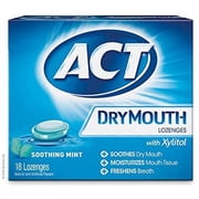 ACT Dry Mouth Lozenges With Xylitol 18 Count (Pack of 6) Soothing Mint