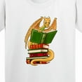 thumbnail image 4 of Inktastic Well-read Cute Gold Dragon Reading Books Youth T-Shirt, 4 of 5