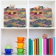 thumbnail image 6 of Yayeee 2 Pack Canvas Storage Basket with Handles for Shelves Fabric Bins Closet Organizer, Green Floral Wave, 6 of 8