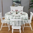 thumbnail image 2 of Green Christmas Tree Pattern Round Tablecloth 60"x60",Wrinkle Wipeable Table Cloth for Kitchen Dining Room Picnic Patio Party, 2 of 6