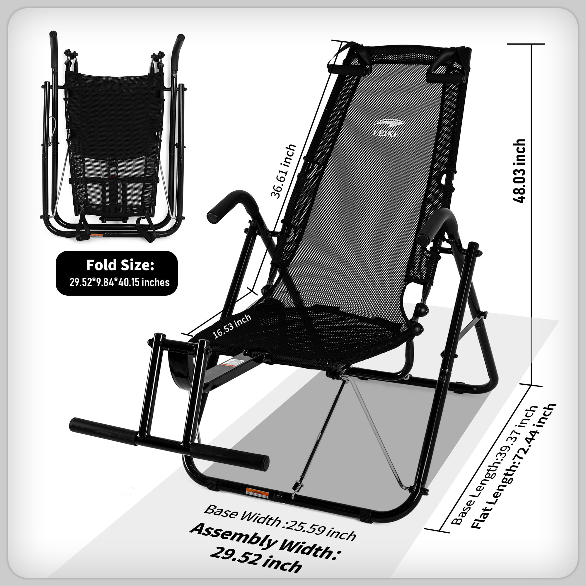 Leikefitness Ab Exercise Chair Core Strengthening Lightweight Foldable Sport Abdominal Exerciser Strength Training Equipment (Black)