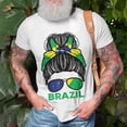 thumbnail image 3 of Brazil Flag Brasil Girl Hairbun Football Soccer Fan Women V2Tshirt, 3 of 6