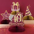 thumbnail image 3 of 8 Pieces 40th Birthday Honeycomb Centerpieces Burgundy Gold, Happy 40th Table Decorations, Cheers to 40 Years Table Toppers for Forty Years Birthday Party Decorations Supplies Women, 3 of 7