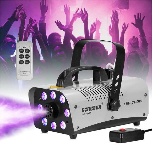 Máquina antiniebla BORGOVA 700 W con 8 luces LED de par de 0,5 L