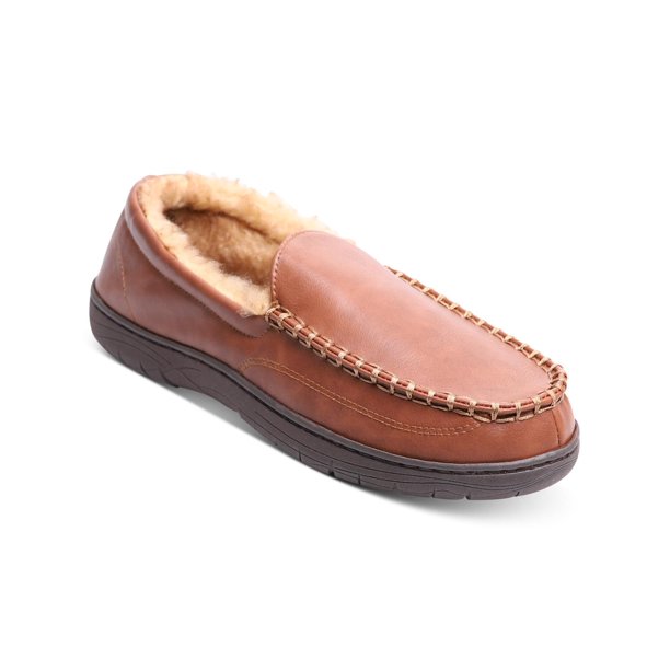 Haggar Mens Faux Suede Slip On Loafer Slippers