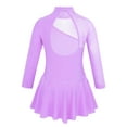 thumbnail image 2 of Linjinx Girls High Neck Ice Skating Dress Figure Roller Skating Leotard Tutu Skirt Ballet Dance Leotard Dress Lavender 12, 2 of 6