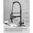 thumbnail image 3 of WOWOW Double-Handles Pull Down Sprayer Kitchen Faucet with Drinking Water for 1 or 3 Hole in Solid Brass in Brushed Nickel, 3 of 5