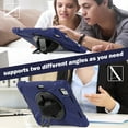 thumbnail image 3 of Case for iPad Pro 11" 2024 M4 5th Geneartion A2836/A2837/A3006, Kids Friendly Rugged Cover Built-in 360° Rotatable Stand-Hand/Shoulder Strap/Pencil Holder for iPad Pro 11" 2024, Navyblue, 3 of 11