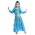 thumbnail image 5 of CUZIBR Toddler Girls Dance Performance Outfit Sets Belly Dance Kids Ethnic Dance Dress Stage For Children Clothes Sets,Sky Blue,7-10 Years, 5 of 5