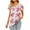 Pink, variant on Fesfesfes Tights for Women Control Top Women's Fashion Lace Stitching Printed T-shirt Short Sleeves Blouse Round-Neck Casual Tops Athletic Shirts Women 8(L)