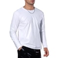 thumbnail image 4 of Camisetas de hombre Inspire Chic de cuello redondo de manga larga brillante M blanca, 4 of 6