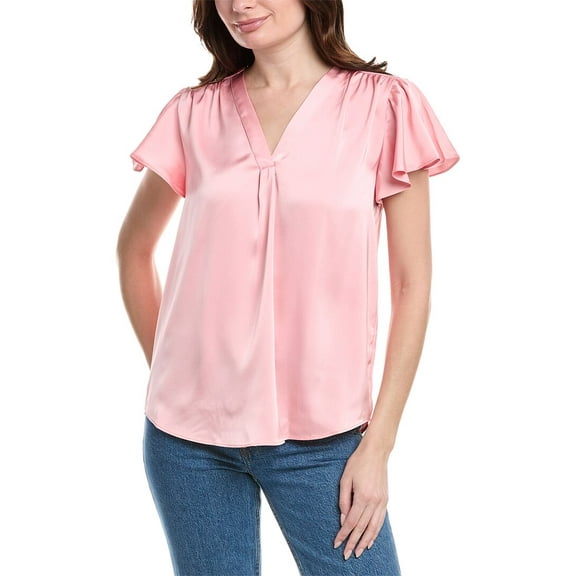 Vince Camuto womens Satin Flutter Sleeve Top, m, Pink