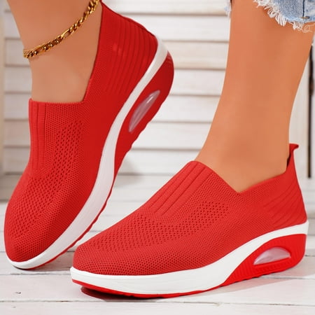 

Low Top Casual Shoes for Comfortable Leisure Wear Women s Lightweight Breathable Slip-on Knit Sneakers