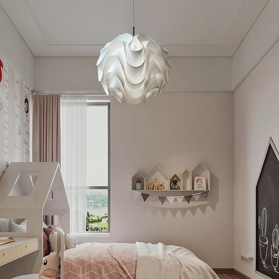 LED Pendant Light E27 White Plastic Shade Suspension Lighting Lamp 110V / 60Hz for Residential and Commercial Lighting, Living Rooms