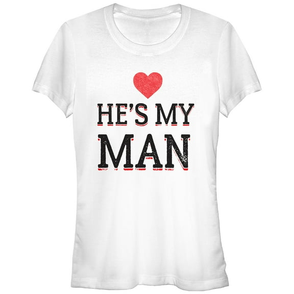 Junior's Lost Gods He's My Man  Graphic Tee White Medium