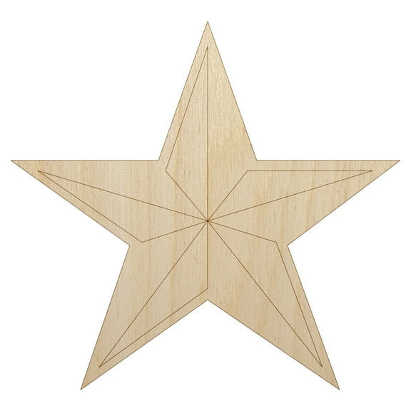Nautical Star Wood Shape Unfinished Piece Cutout Craft DIY Projects - 4.70 Inch Size - 1/8 Inch Thick
